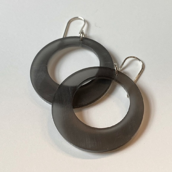 Handmade Retro Mod Style drop hoop earrings - Picture 4 of 6